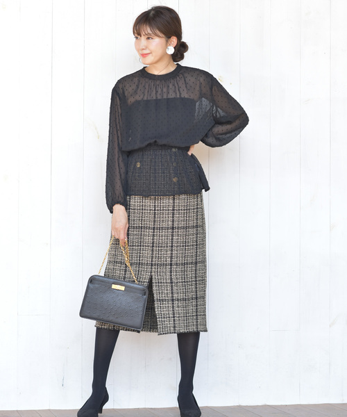 rps（アールピーエス）の「ツイードナロースカート（スカート・レディース・ベージュ/オフホワイト・M）」の5枚目の写真