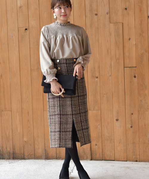 rps（アールピーエス）の「ツイードナロースカート（スカート・レディース・ベージュ/オフホワイト・M）」の10枚目の写真