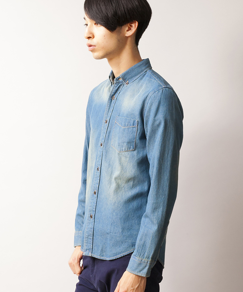 WEGO（ウィゴー）の「WEGO/デニムボタンダウンシャツ（シャツ/ブラウス・メンズ・ホワイト/インディゴブルー/ダークインディゴブルー・MEDIUM/LARGE）」の13枚目の写真
