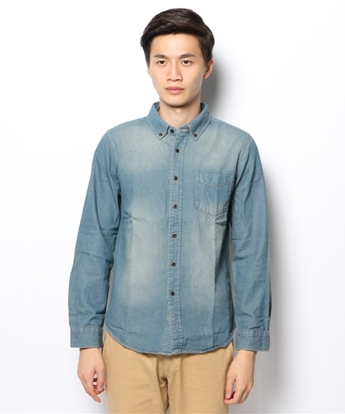 WEGO（ウィゴー）の「WEGO/デニムボタンダウンシャツ（シャツ/ブラウス・メンズ・ホワイト/インディゴブルー/ダークインディゴブルー・MEDIUM/LARGE）」の11枚目の写真