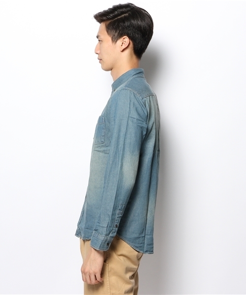 WEGO（ウィゴー）の「WEGO/デニムボタンダウンシャツ（シャツ/ブラウス・メンズ・ホワイト/インディゴブルー/ダークインディゴブルー・MEDIUM/LARGE）」の4枚目の写真