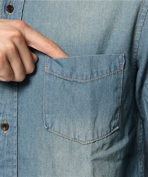 WEGO（ウィゴー）の「WEGO/デニムボタンダウンシャツ（シャツ/ブラウス・メンズ・ホワイト/インディゴブルー/ダークインディゴブルー・MEDIUM/LARGE）」の8枚目の写真