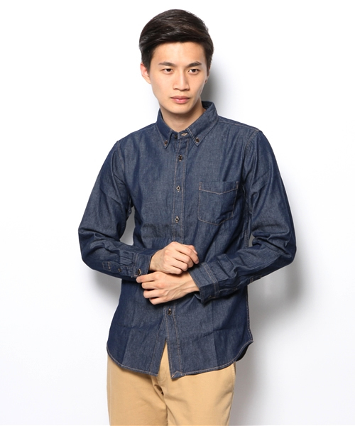 WEGO（ウィゴー）の「WEGO/デニムボタンダウンシャツ（シャツ/ブラウス・メンズ・ホワイト/インディゴブルー/ダークインディゴブルー・MEDIUM/LARGE）」の16枚目の写真