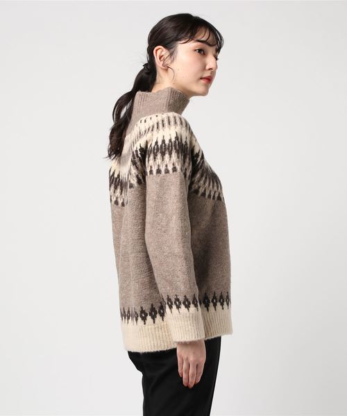 Aunt Marie's（アントマリーズ）の「AUNT MARIE'S タートルノルディック編みニット（ニット/セーター・レディース・ベージュ/ダークブラウン・FREE）」の13枚目の写真