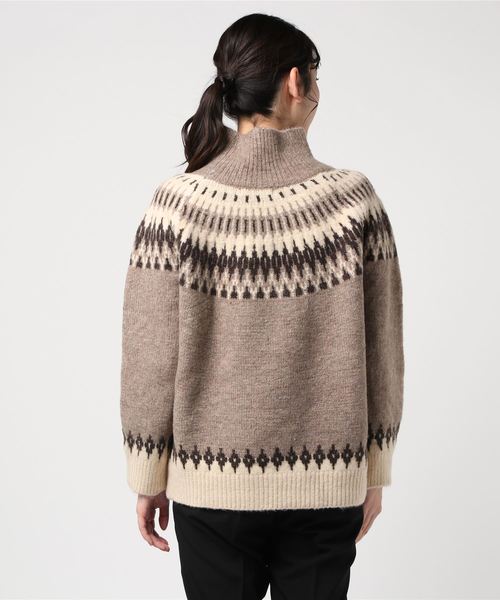 Aunt Marie's（アントマリーズ）の「AUNT MARIE'S タートルノルディック編みニット（ニット/セーター・レディース・ベージュ/ダークブラウン・FREE）」の14枚目の写真