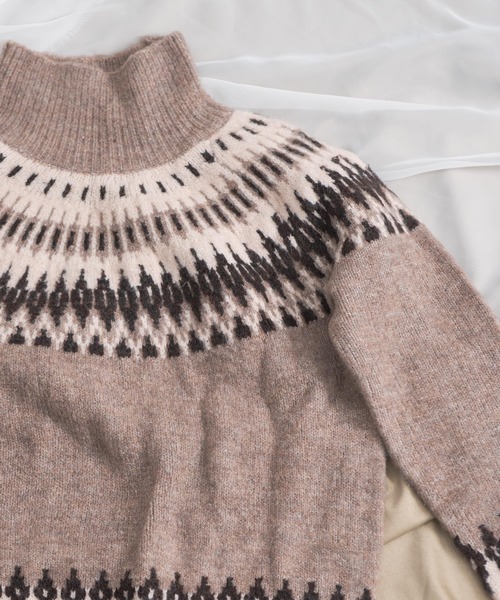Aunt Marie's（アントマリーズ）の「AUNT MARIE'S タートルノルディック編みニット（ニット/セーター・レディース・ベージュ/ダークブラウン・FREE）」の10枚目の写真