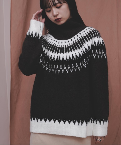 Aunt Marie's（アントマリーズ）の「AUNT MARIE'S タートルノルディック編みニット（ニット/セーター・レディース・ベージュ/ダークブラウン・FREE）」の21枚目の写真