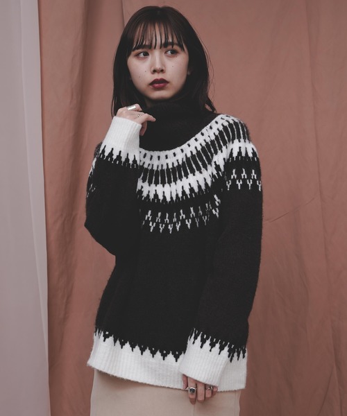 Aunt Marie's（アントマリーズ）の「AUNT MARIE'S タートルノルディック編みニット（ニット/セーター・レディース・ベージュ/ダークブラウン・FREE）」の18枚目の写真