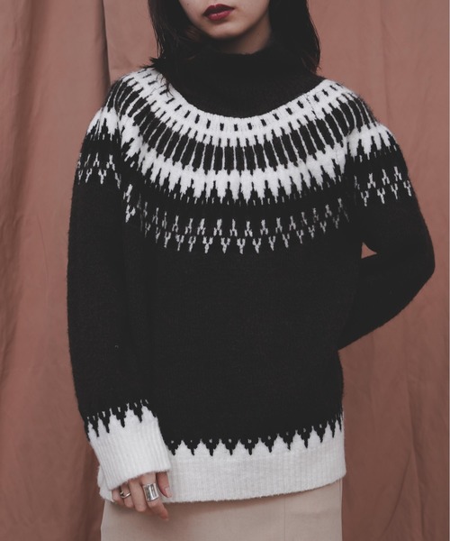 Aunt Marie's（アントマリーズ）の「AUNT MARIE'S タートルノルディック編みニット（ニット/セーター・レディース・ベージュ/ダークブラウン・FREE）」の19枚目の写真