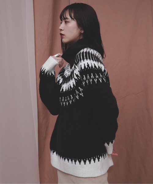 Aunt Marie's（アントマリーズ）の「AUNT MARIE'S タートルノルディック編みニット（ニット/セーター・レディース・ベージュ/ダークブラウン・FREE）」の20枚目の写真