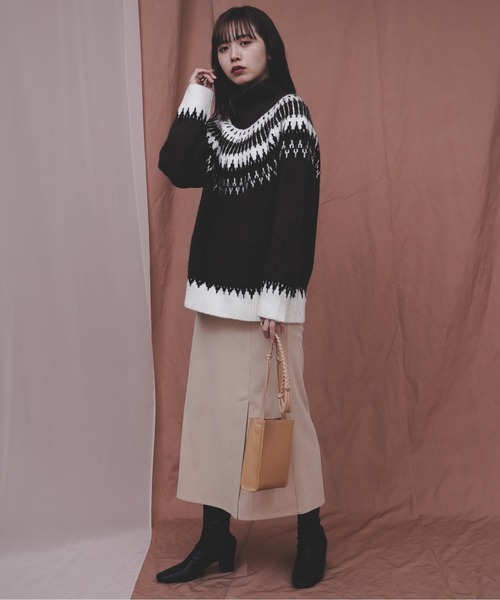 Aunt Marie's（アントマリーズ）の「AUNT MARIE'S タートルノルディック編みニット（ニット/セーター・レディース・ベージュ/ダークブラウン・FREE）」の16枚目の写真