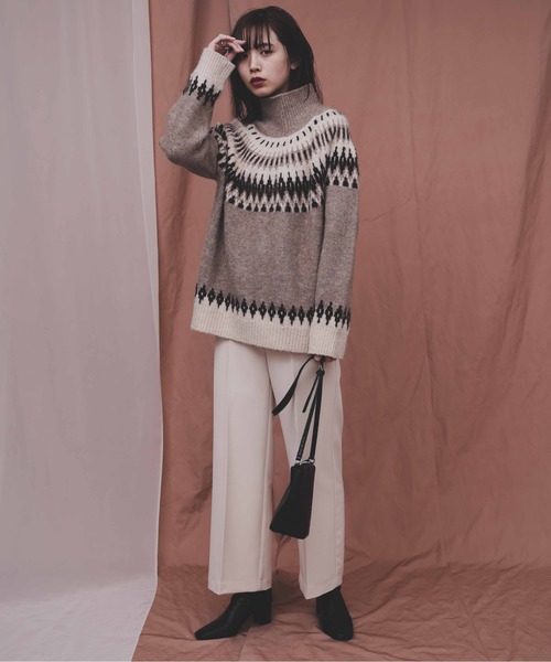 Aunt Marie's（アントマリーズ）の「AUNT MARIE'S タートルノルディック編みニット（ニット/セーター・レディース・ベージュ/ダークブラウン・FREE）」の15枚目の写真