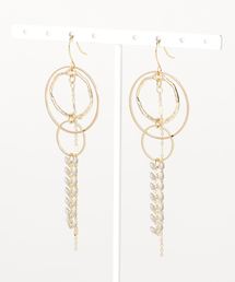 【manatula】ゴールドフープリーフチェーンピアス