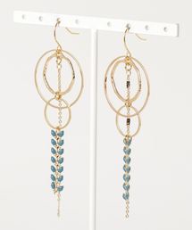 【manatula】ゴールドフープリーフチェーンピアス