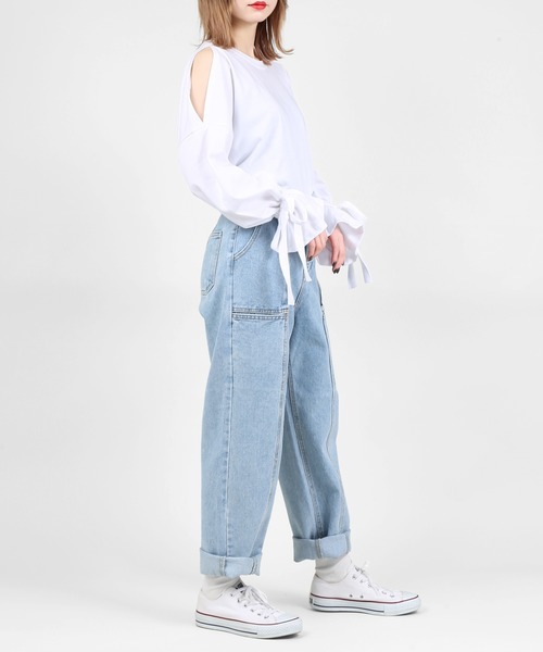 DING（ディング）の「DING/フロント切り替えデニムパンツ（デニムパンツ・レディース・ライトブルー/インディゴブルー・M/S）」の3枚目の写真