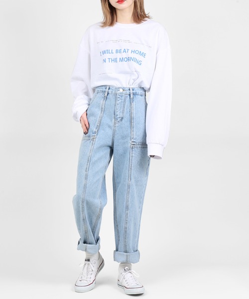 DING（ディング）の「DING/フロント切り替えデニムパンツ（デニムパンツ・レディース・ライトブルー/インディゴブルー・M/S）」の4枚目の写真