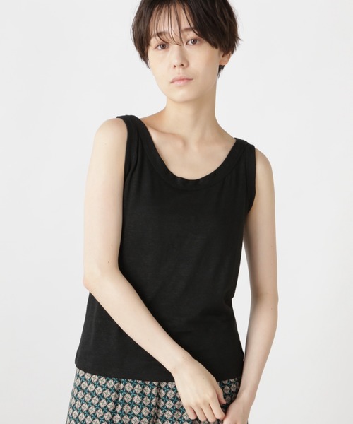 human woman(ヒューマンウーマン)の「◆麻ベア天竺タンクトップ(タンクトップ・レディース・カーキ/ブラック・MEDIUM)」の2枚目の写真