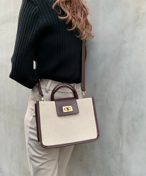 mystic(ミスティック)の「WEB限定 loti キャンバスコンビミニスクエアバッグ(ショルダーバッグ・レディース・ブラック/ブラウン・FREE)」の14枚目の写真