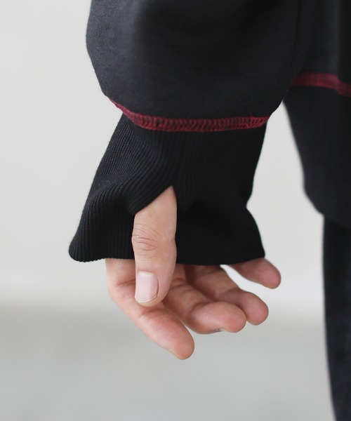 LILL(リル)の「ルージュ刺繍スティッチデザインビッグシルエットプルパーカー(パーカー・メンズ・ホワイト/ブラック/ブラック系その他・S/M/L)」の22枚目の写真