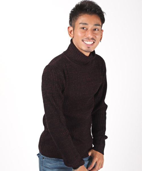 LUXSTYLE（ラグスタイル）の「タートルネックニット（ニット/セーター・メンズ・ブラック/ホワイト/ベージュ/グレー/ワイン/ブラックミックス・L/M/XL）」の6枚目の写真