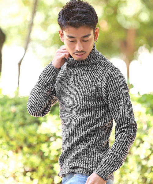 LUXSTYLE（ラグスタイル）の「タートルネックニット（ニット/セーター・メンズ・ブラック/ホワイト/ベージュ/グレー/ワイン/ブラックミックス・L/M/XL）」の3枚目の写真
