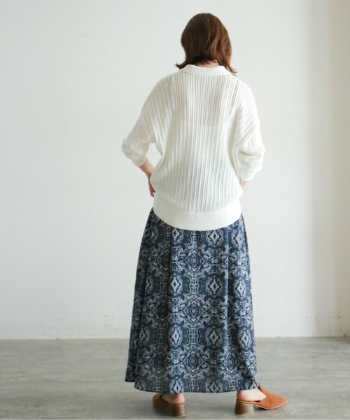 NOMBRE IMPAIR(ノンブルアンペール)の「コットンメッシュ ポロカーディガン(カーディガン/ボレロ・レディース・ホワイト/ネイビー・FREE)」の6枚目の写真