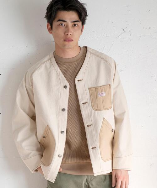 SMITH'S(スミス)の「SMITH’S(スミス)別注ヘリンボーンカバーオールジャケット#(カバーオール・メンズ・オリーブ/オフホワイト・SMALL/LARGE/MEDIUM/X-LARGE)」の5枚目の写真