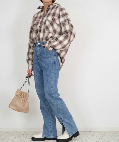 ＡＮＤＪ（アンドジェイ）の「スーパーストレッチ裾スリットデニムパンツ（デニムパンツ・レディース・ブラック/ブルー・M/S/L）」の20枚目の写真