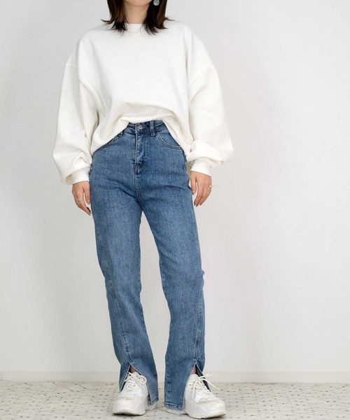 ＡＮＤＪ（アンドジェイ）の「スーパーストレッチ裾スリットデニムパンツ（デニムパンツ・レディース・ブラック/ブルー・M/S/L）」の9枚目の写真