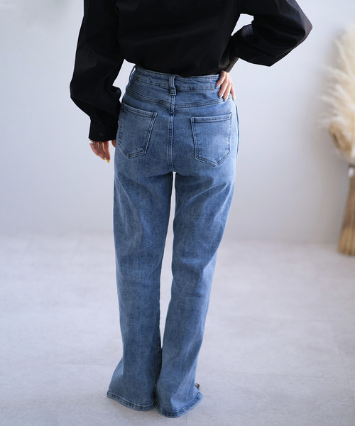 ＡＮＤＪ（アンドジェイ）の「スーパーストレッチ裾スリットデニムパンツ（デニムパンツ・レディース・ブラック/ブルー・M/S/L）」の5枚目の写真