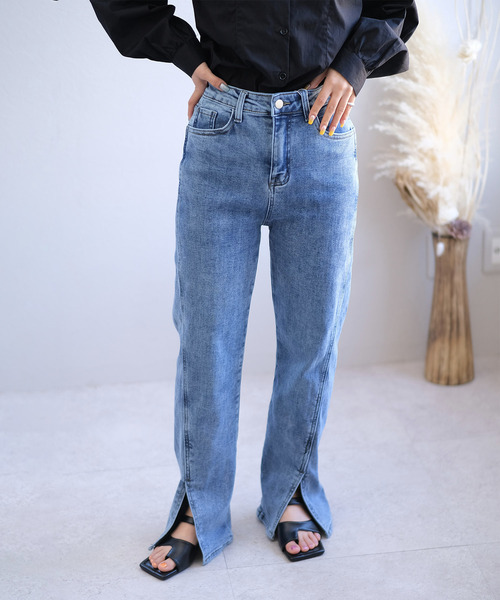 ＡＮＤＪ（アンドジェイ）の「スーパーストレッチ裾スリットデニムパンツ（デニムパンツ・レディース・ブラック/ブルー・M/S/L）」の6枚目の写真