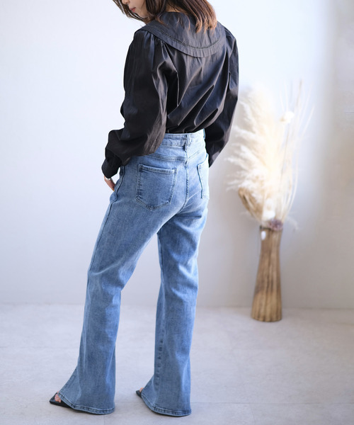 ＡＮＤＪ（アンドジェイ）の「スーパーストレッチ裾スリットデニムパンツ（デニムパンツ・レディース・ブラック/ブルー・M/S/L）」の8枚目の写真