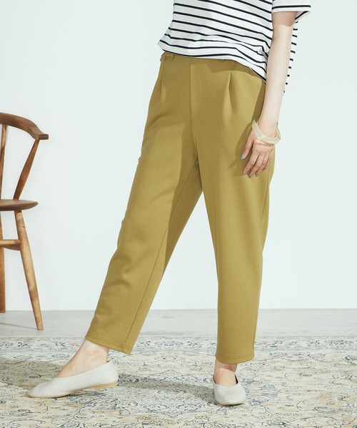 ONIGIRI（オニギリ）の「【一部店舗限定】 テーパードシルエット タックジャージーパンツ（その他パンツ・レディース・アイボリー/イエロー×グリーン・MEDIUM/LARGE）」の6枚目の写真