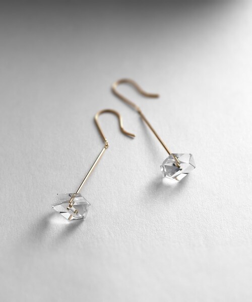 K10 カラーストーン フックピアス K10カラーストーン（クォーツ）変形ロックカット フックピアス