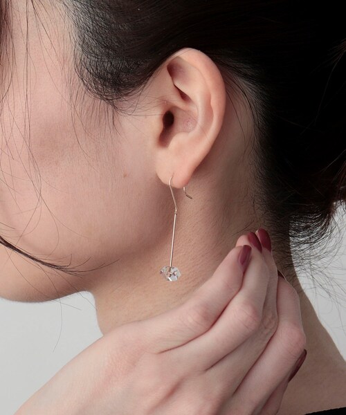 COCOSHNIK(ココシュニック)の「K10カラーストーン(クォーツ)変形ロックカット フックピアス(ピアス(両耳用)・レディース・チョコ・00)」の6枚目の写真