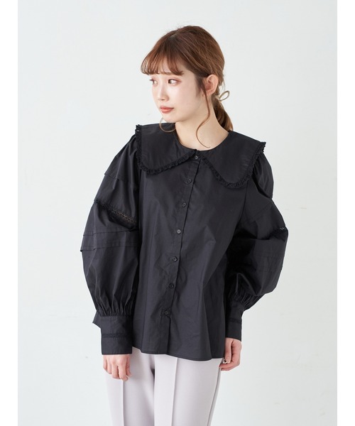 earth music&ecology（アースミュージックアンドエコロジー）の「ビックカラーブラウス ＊（シャツ/ブラウス・レディース・ブラック/アイボリー・FREE）」の11枚目の写真