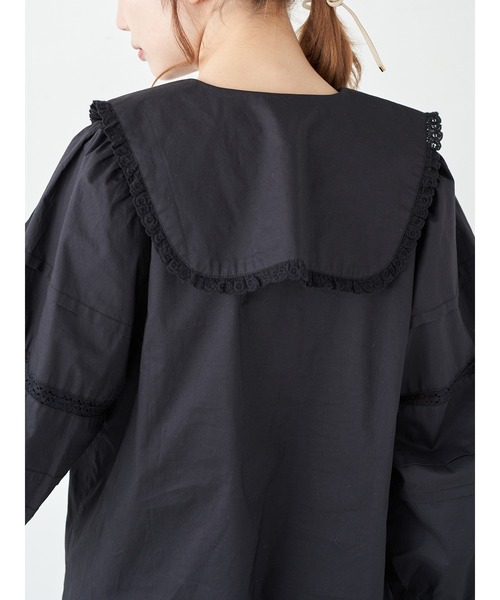 earth music&ecology（アースミュージックアンドエコロジー）の「ビックカラーブラウス ＊（シャツ/ブラウス・レディース・ブラック/アイボリー・FREE）」の7枚目の写真