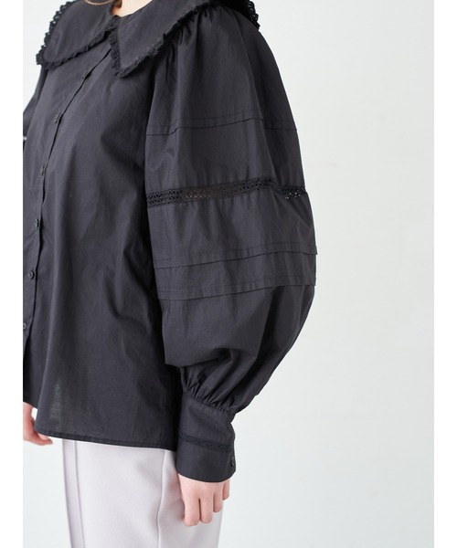 earth music&ecology（アースミュージックアンドエコロジー）の「ビックカラーブラウス ＊（シャツ/ブラウス・レディース・ブラック/アイボリー・FREE）」の3枚目の写真