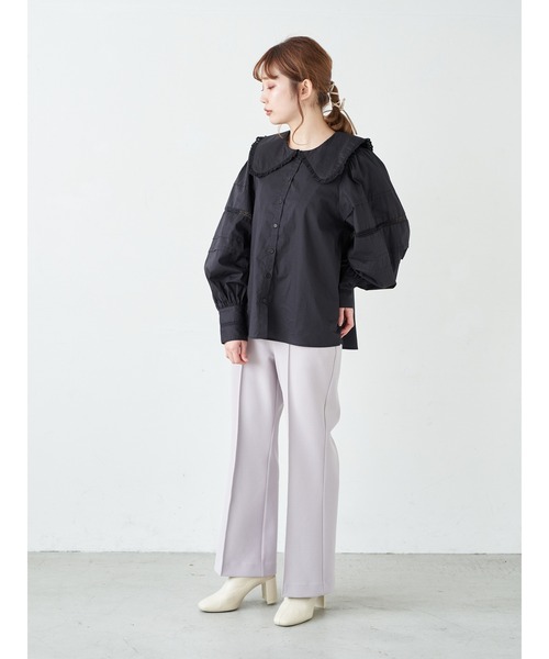 earth music&ecology（アースミュージックアンドエコロジー）の「ビックカラーブラウス ＊（シャツ/ブラウス・レディース・ブラック/アイボリー・FREE）」の10枚目の写真