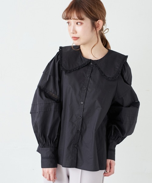 earth music&ecology（アースミュージックアンドエコロジー）の「ビックカラーブラウス ＊（シャツ/ブラウス・レディース・ブラック/アイボリー・FREE）」の16枚目の写真