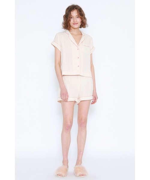 Priv. Spoons Club（プライベートスプーンズクラブ）の「コットンガーゼパジャマ/半袖トップス（ルームウェア/パジャマ・レディース・グレー/サックスブルー/ライトピンク・S/M）」の13枚目の写真