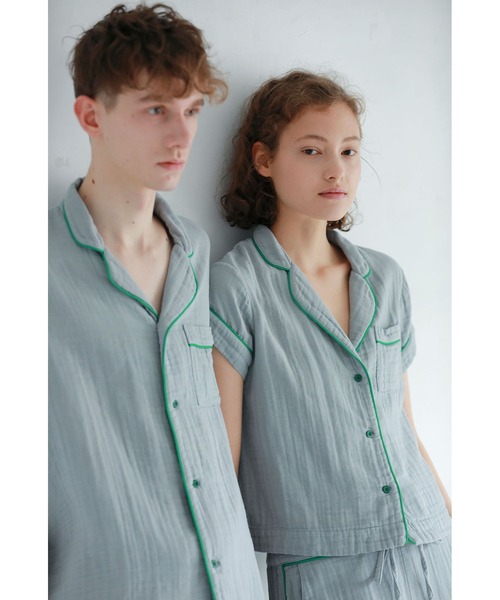 Priv. Spoons Club（プライベートスプーンズクラブ）の「コットンガーゼパジャマ/半袖トップス（ルームウェア/パジャマ・レディース・グレー/サックスブルー/ライトピンク・S/M）」の16枚目の写真