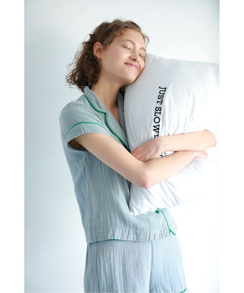 Priv. Spoons Club（プライベートスプーンズクラブ）の「コットンガーゼパジャマ/半袖トップス（ルームウェア/パジャマ・レディース・グレー/サックスブルー/ライトピンク・S/M）」の18枚目の写真