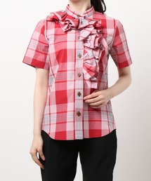 Vivienne Westwood ブラウス　フリル　チェック　オーブ　麻リネン Vivienne Westwood ブラウス フリル チェック オーブ 麻リネン