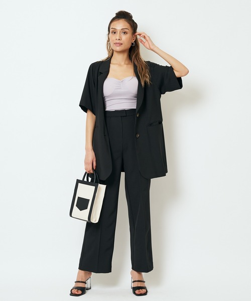 SPIRALGIRL（スパイラルガール）の「ロングテーラー半袖ジャケット（テーラードジャケット・レディース・ブラック/グリーン/パープル・FREE）」の20枚目の写真