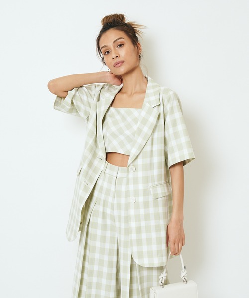 SPIRALGIRL（スパイラルガール）の「ロングテーラー半袖ジャケット（テーラードジャケット・レディース・ブラック/グリーン/パープル・FREE）」の14枚目の写真