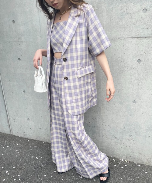 SPIRALGIRL（スパイラルガール）の「ロングテーラー半袖ジャケット（テーラードジャケット・レディース・ブラック/グリーン/パープル・FREE）」の10枚目の写真