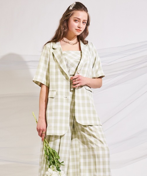 SPIRALGIRL（スパイラルガール）の「ロングテーラー半袖ジャケット（テーラードジャケット・レディース・ブラック/グリーン/パープル・FREE）」の8枚目の写真