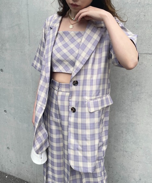 SPIRALGIRL（スパイラルガール）の「ロングテーラー半袖ジャケット（テーラードジャケット・レディース・ブラック/グリーン/パープル・FREE）」の5枚目の写真