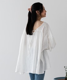 UNE MANSION（ユヌマンション）の「パフスリーブバックリボンワンピース（シャツワンピース）」